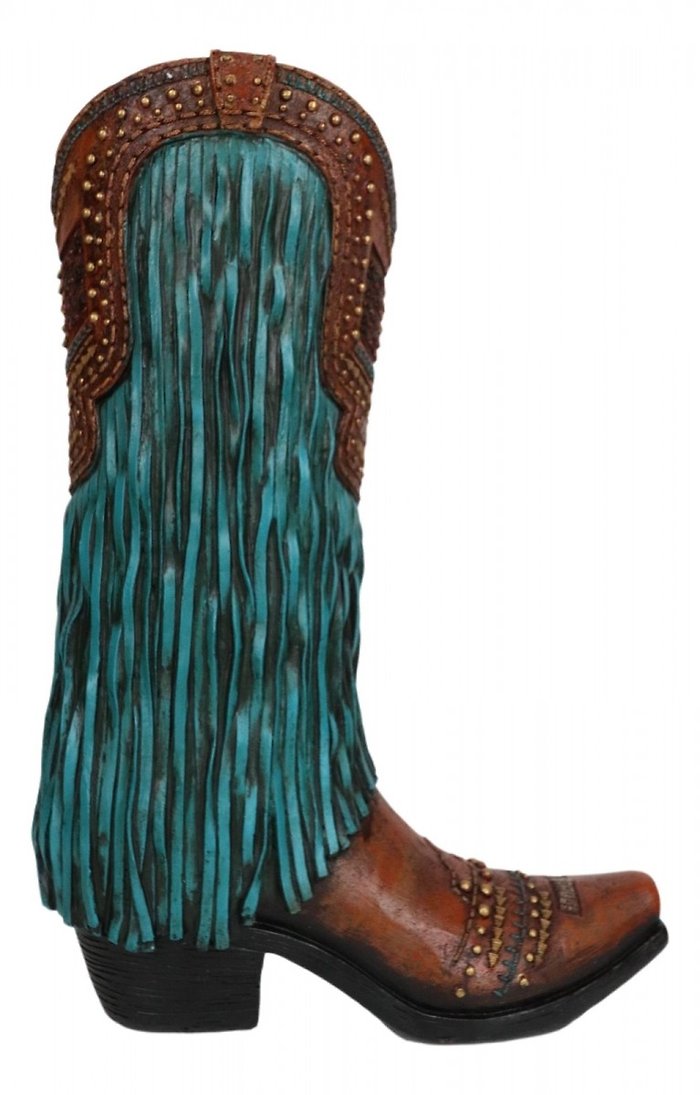 Turquoise Fringe Boot Vase