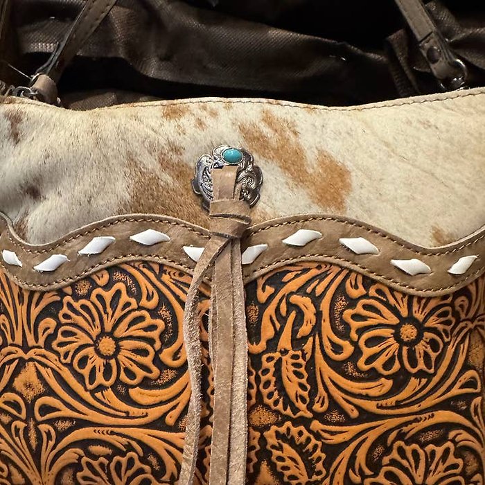 Tooled Concho Cowhide Purse