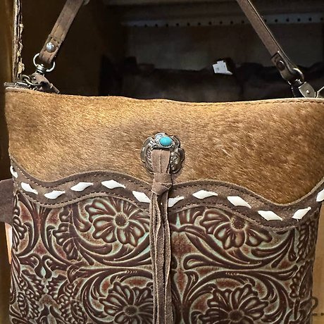 Tooled Concho Cowhide Purse
